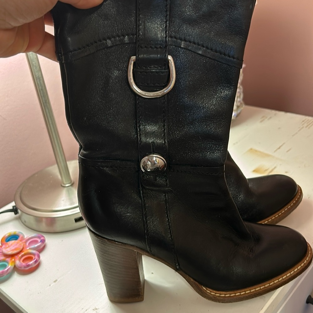 Coach leather boots black